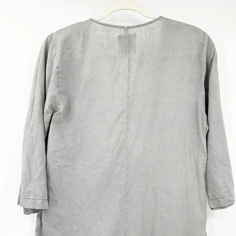 Zara Womens Boho Beachy Lillian 3/4 Sleeve Straight Leg 100% Jumpsuit Small Gray
